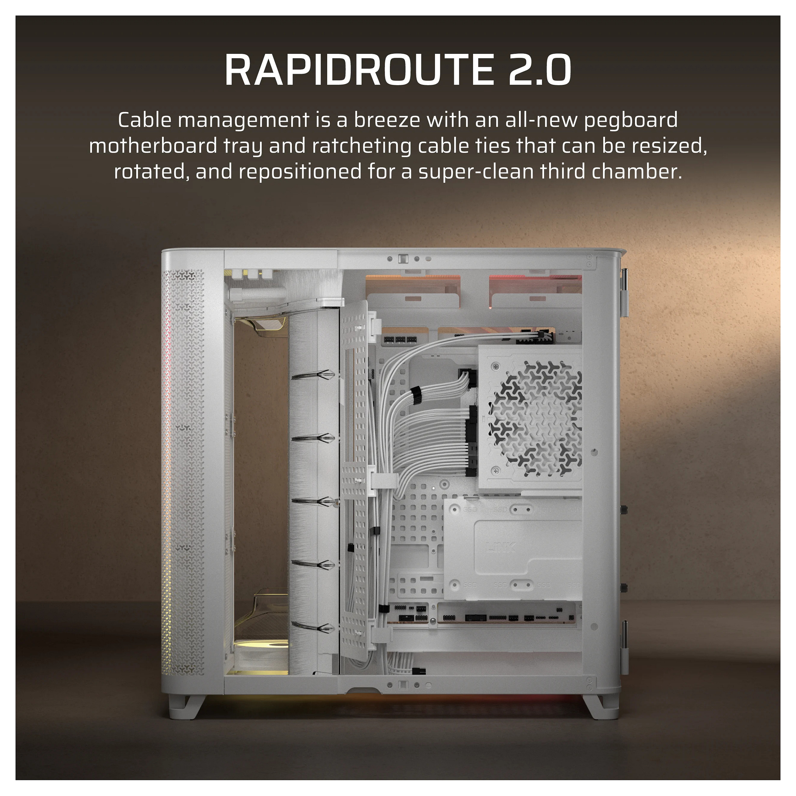 Kasë PC Corsair AIR 5400 RS-R ARGB / Midi Tower / E-ATX + ATX / 3x 120mm RS-R ARGB Fan / Tempered Glass - Bardhë - 8