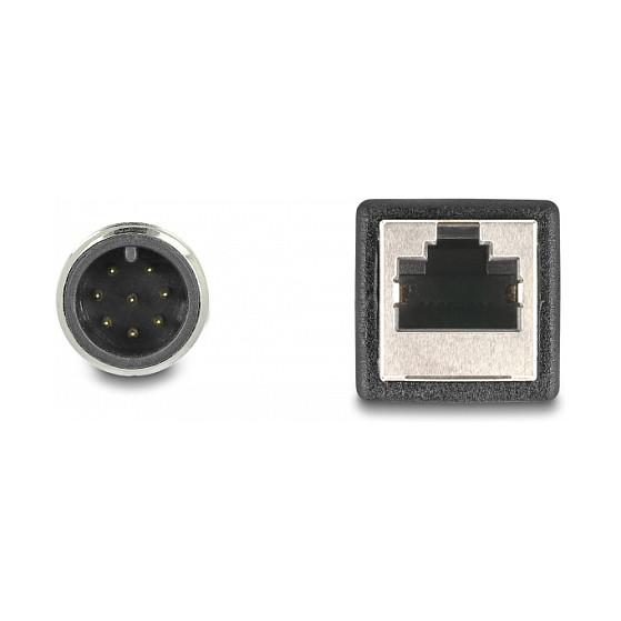 Kabllo Adapter për Rrjet DeLOCK 60069 / Cat 6A / S/FTP / M12 A-coded 8-pin Mashkull → RJ-45 Femër / 0.5m - Zezë - 3