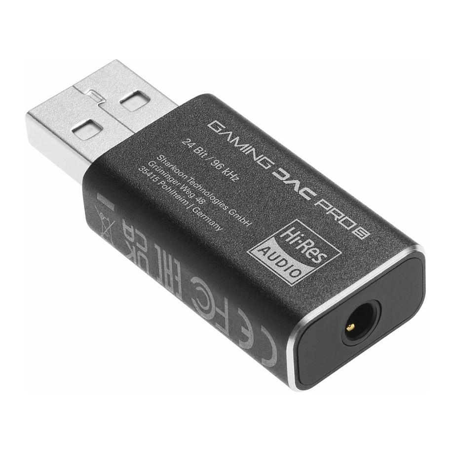 Kartë e jashtme e zërimit Sharkoon Gaming DAC Pro S, USB-A, dalje 3.5 mm TRRS, 24-bit/96 kHz, 2 V, 103 dB SNR - Zezë - 3