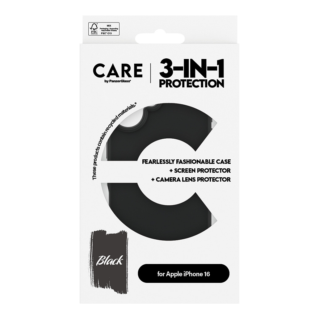 Aksesorë për telefon PanzerGlass CARE 3-in-1 / iPhone 16 / Screen Protector / Camera Lens Protector / Case - Transparente - 3