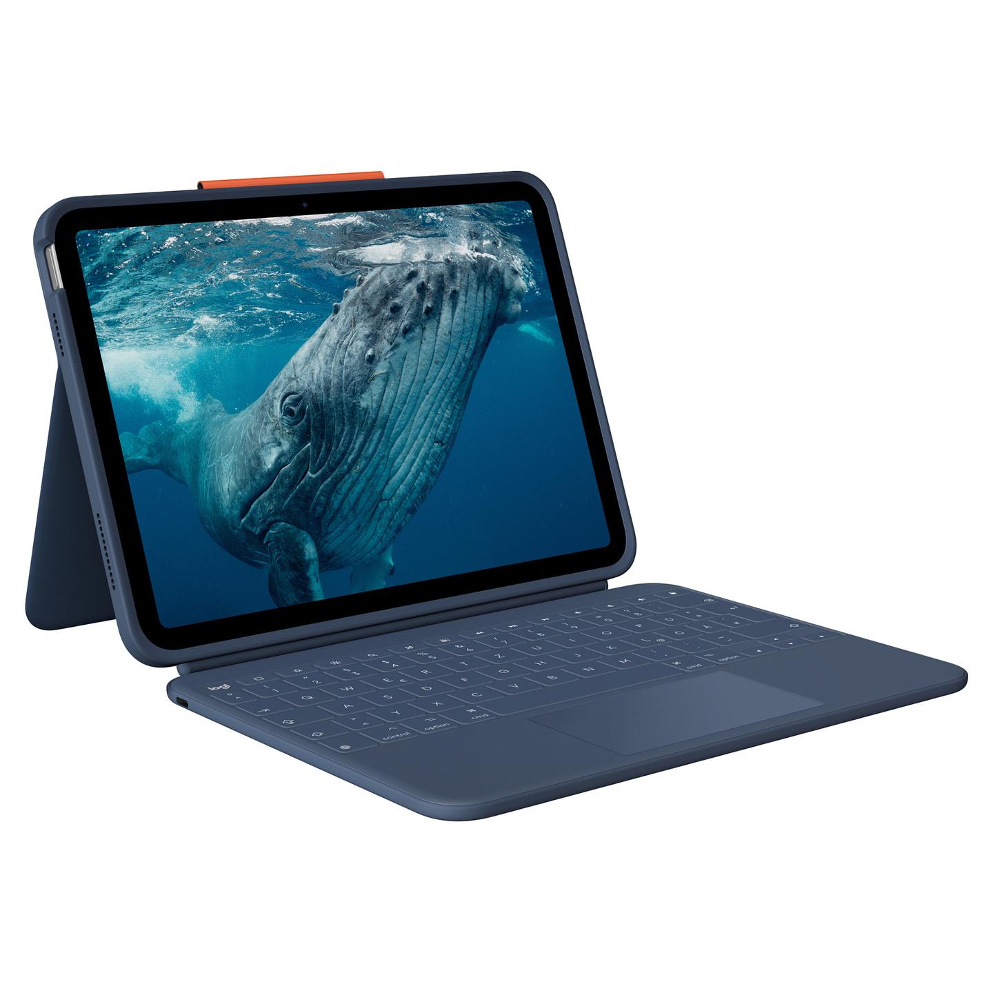 Aksesorë për Tablet Logitech Rugged Combo 4c Touch / iPad 10. Gjeneratë & A16 / QWERTZ / German / Multi-Touch Trackpad / USB-C - Blu