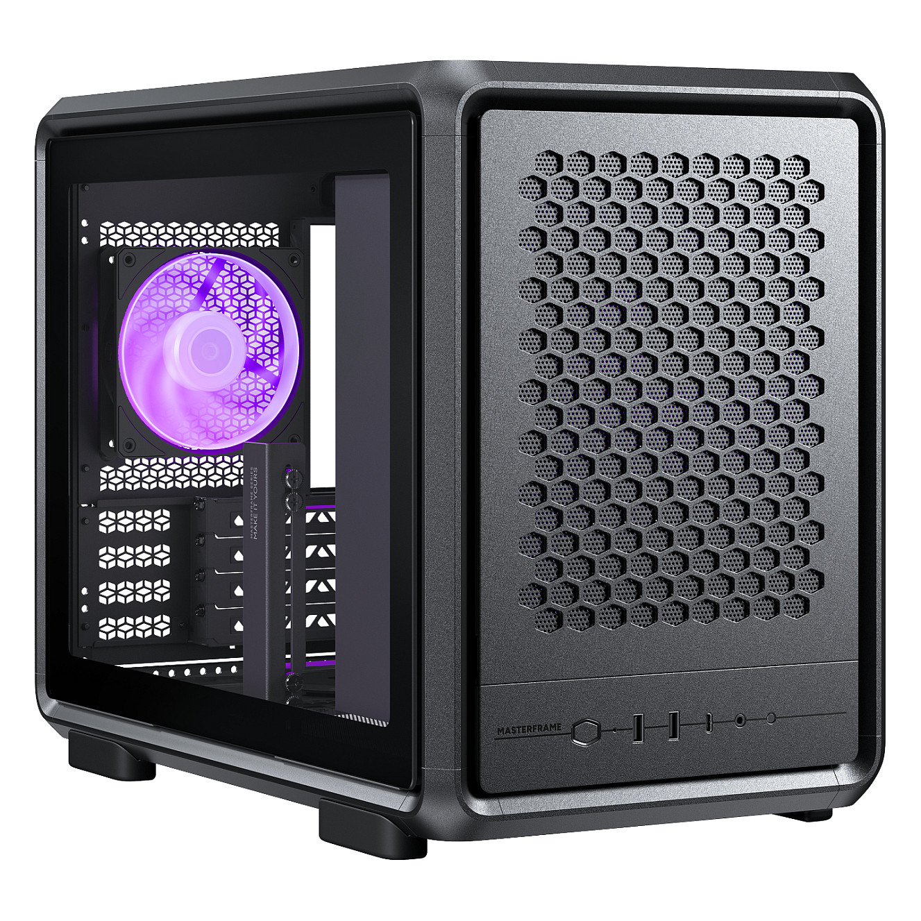 Kasë PC Cooler Master MasterFrame 400 Mesh / Mid Tower / Micro ATX / 9x Fan Support / Tempered Glass / Mesh / 360mm Radiator / ARGB - Zezë