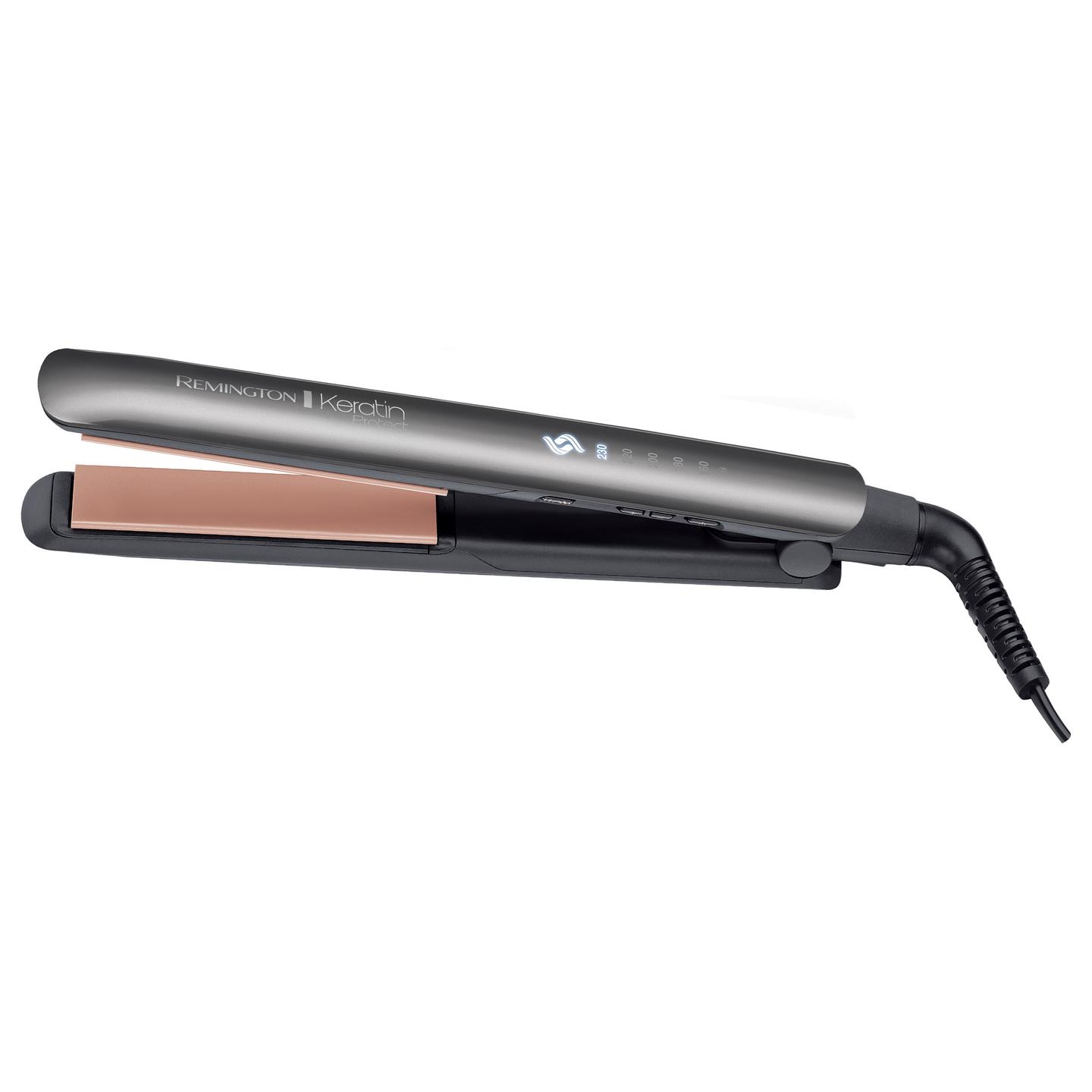 Drejtuese për Flokë Remington Keratin Protect S8598 / Sensor Inteligjent / 5 Temperatura / 150–230°C – Gri/Rozë