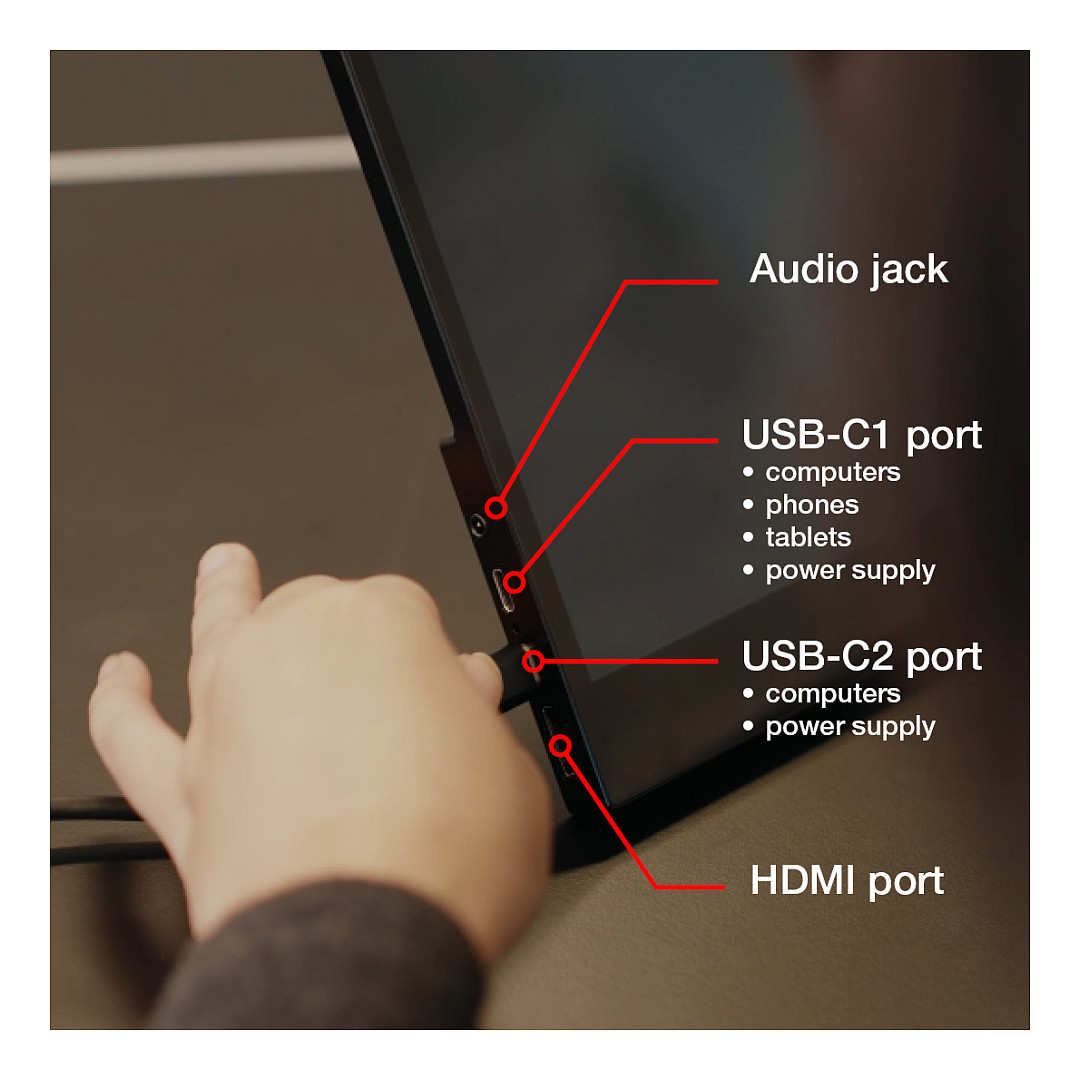 Monitor Verbatim PMT-17 / 17.3″ / Full HD TFT/IPS LCD Touch / 60Hz / 6ms / USB-C + HDMI - Zezë - 10