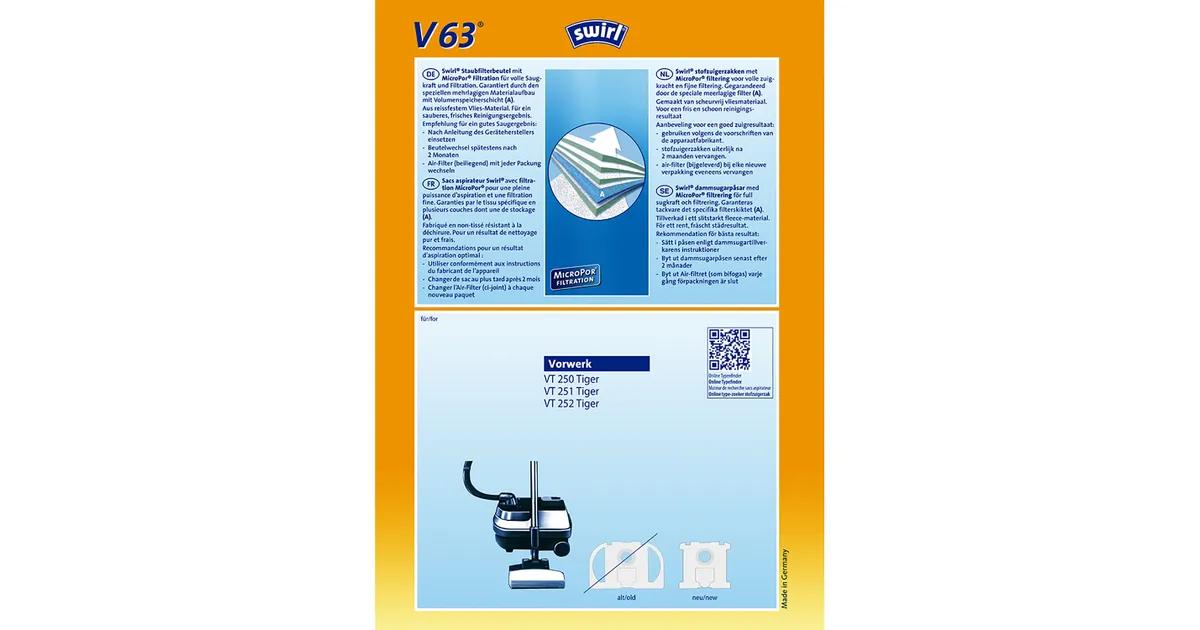 Aksesorë për Fshesë swirl® V 63 / Qese Filtri MicroPor® / 4 Copë + 1 Filtër - 2