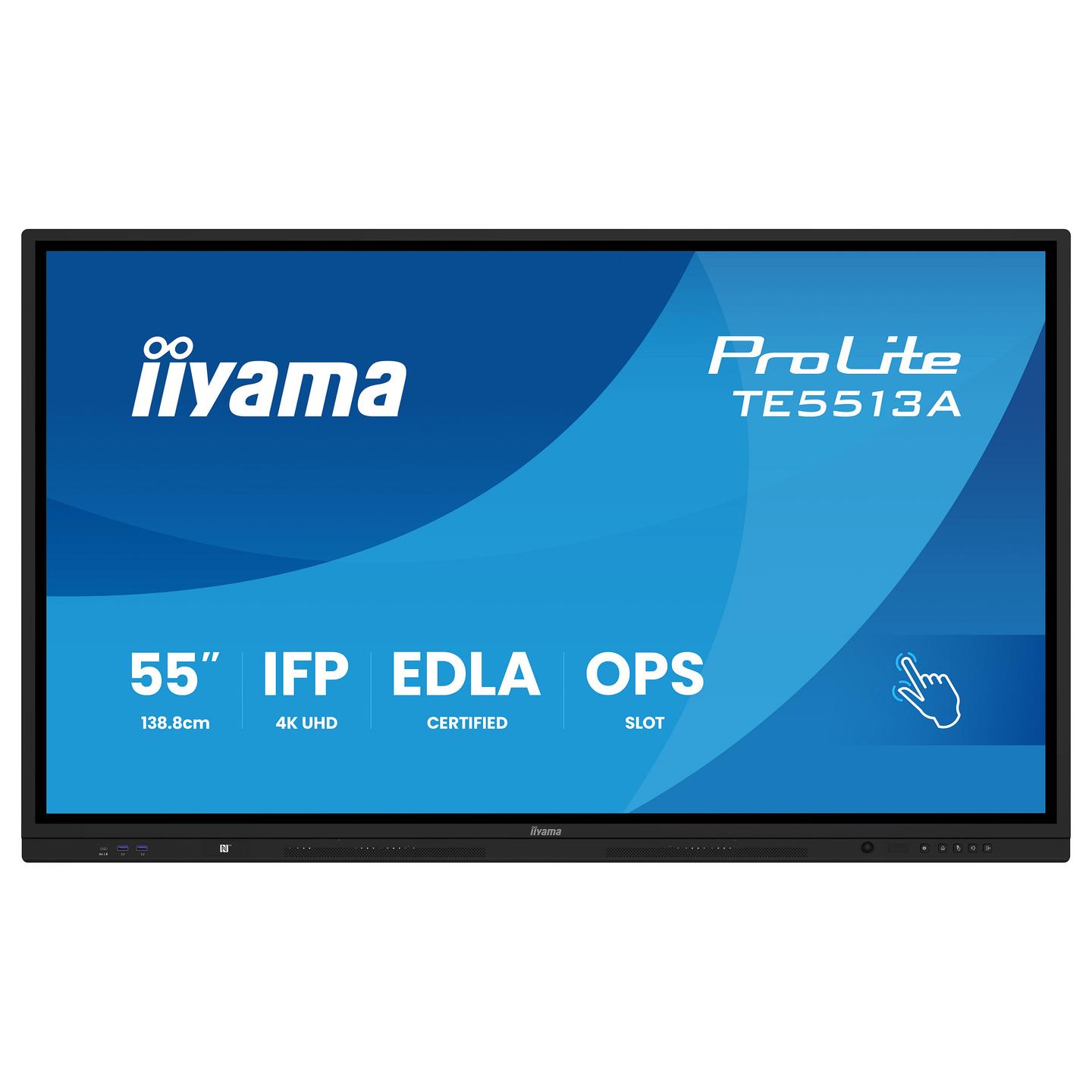 Interaktiv (Smart Board) iiyama ProLite TE5513A-B3AG, 54.6", 4K UHD, IPS, PureTouch-IR+, Wi-Fi 6E, 2xHDMI, DisplayPort, USB-C, NFC - Zezë