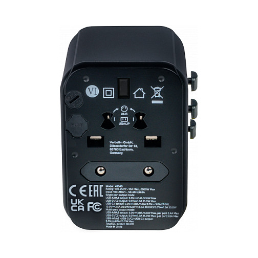 Adapter Verbatim Universal Travel Adapter UTA‑03 / USB‑A / USB‑C - 2