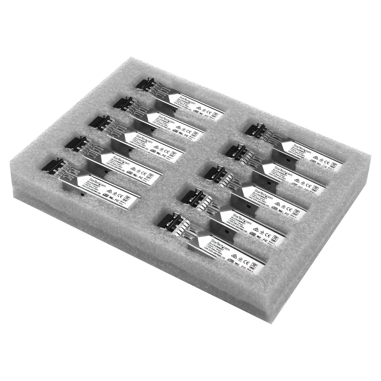 Transceiver SFP StarTech.com GLCSXMM10PST, 1Gbps, 1000BASE-SX, Multi-Mode, 850nm, LC Duplex, 550m, Paketim 10 copë - Argjend