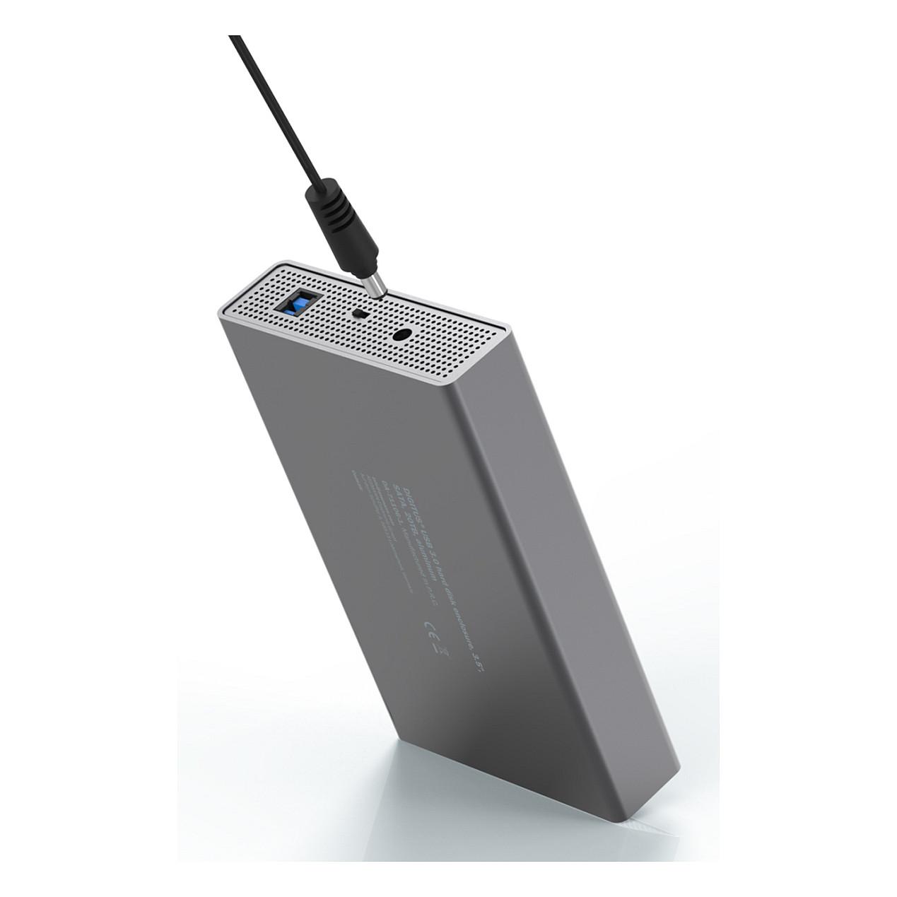 Këllëf për Disqe DIGITUS DA-71106-1, USB 3.0, SATA III, HDD/SSD 2,5" dhe 3,5", deri 16TB, Alumin - 12