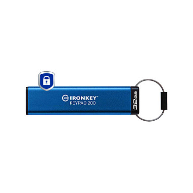 USB Flash Drive STICK 32GB Kingston IronKey Keypad 200 - Blu - 1