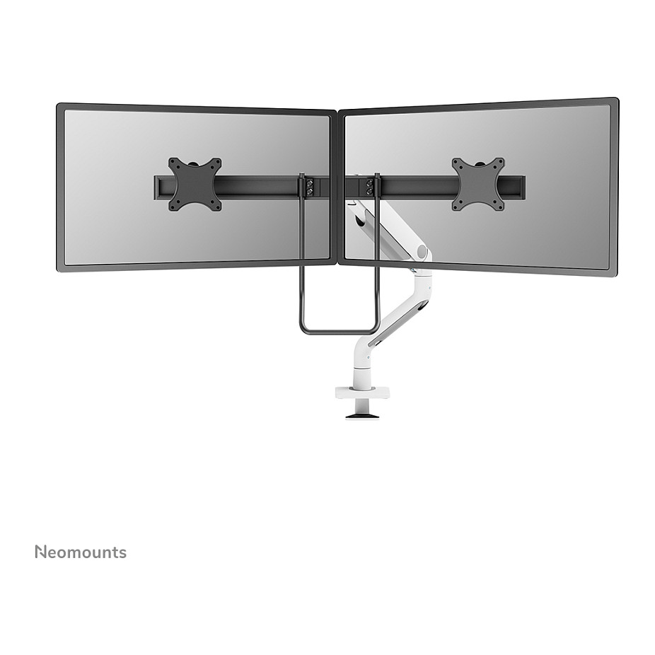 Mbajtëse për Monitor Neomounts / 2 Monitorë / 17"-32" / 8kg për Monitor / VESA 75x75-100x100 / Full Motion / Gas Spring / Tavolinë - Bardhë