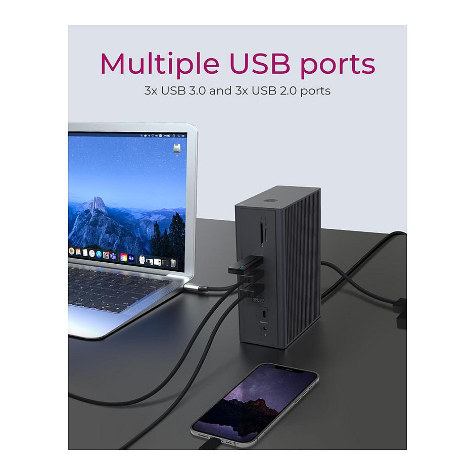 Docking Station ICY BOX IB-DK2262AC / 6x USB-A / 2x USB-C / 2x HDMI / VGA / Gigabit Ethernet / SD & microSD / USB-C PD 55W – Hiri - 8