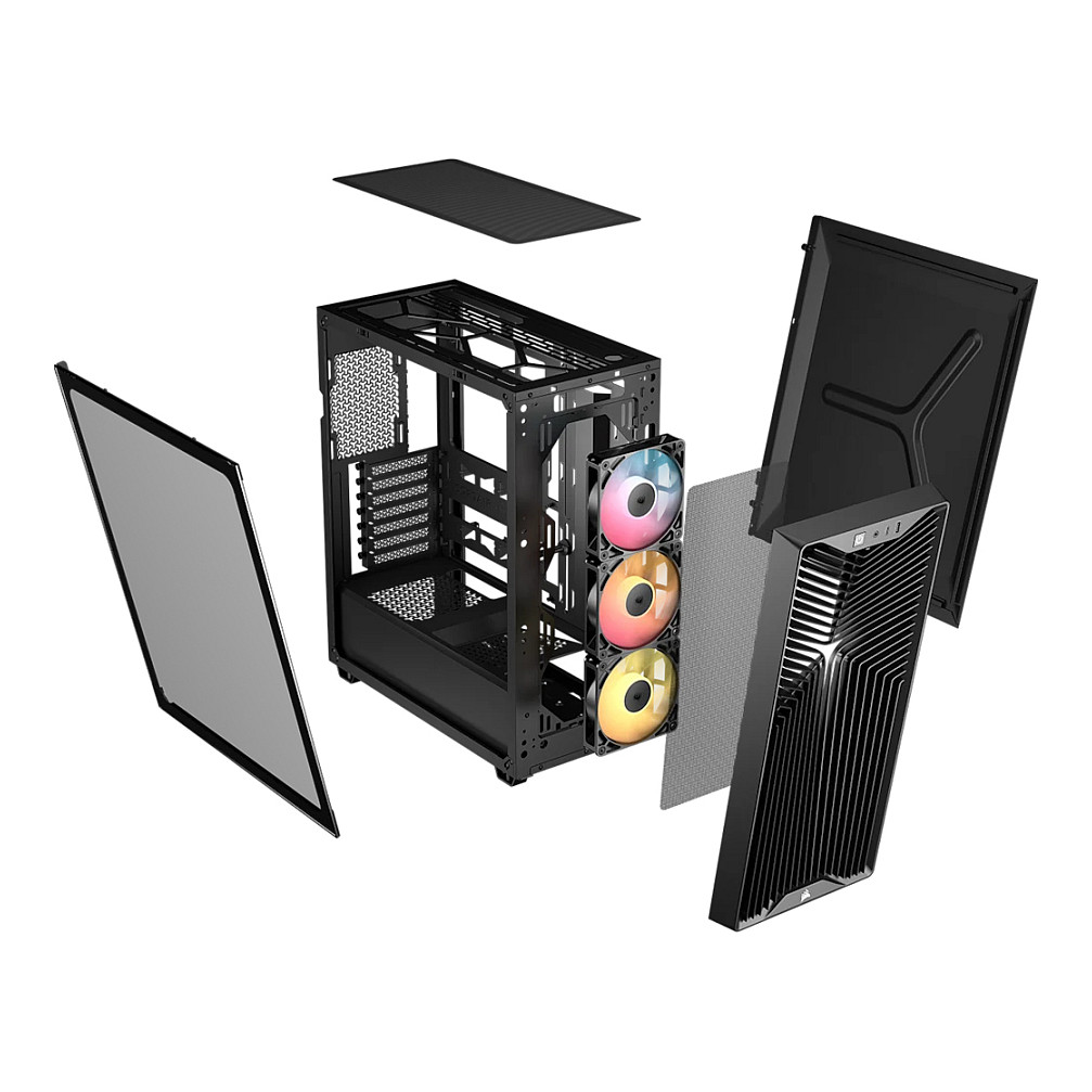 Kasë PC Corsair 3200D RS ARGB / Mid Tower / ATX / 3x 120mm ARGB Fan / Tempered Glass / Mesh / 360mm Radiator - Zezë - 3
