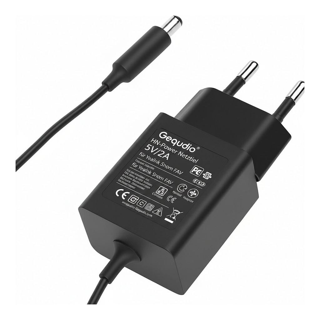 Adapter GEQUDIO HN-Power WA9504, 5V, 2A, për Yealink, Snom, Fanvil – Zezë - 1