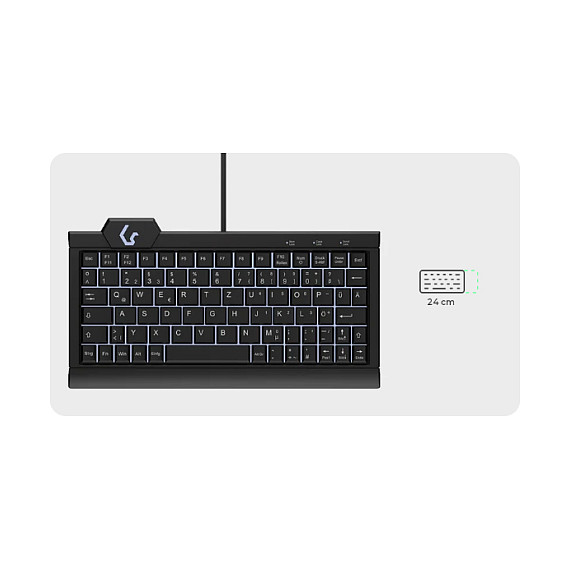 Tastierë KeySonic TAS KSK-3010ELC, Super-Mini Backlight,e zezë, DE - 4