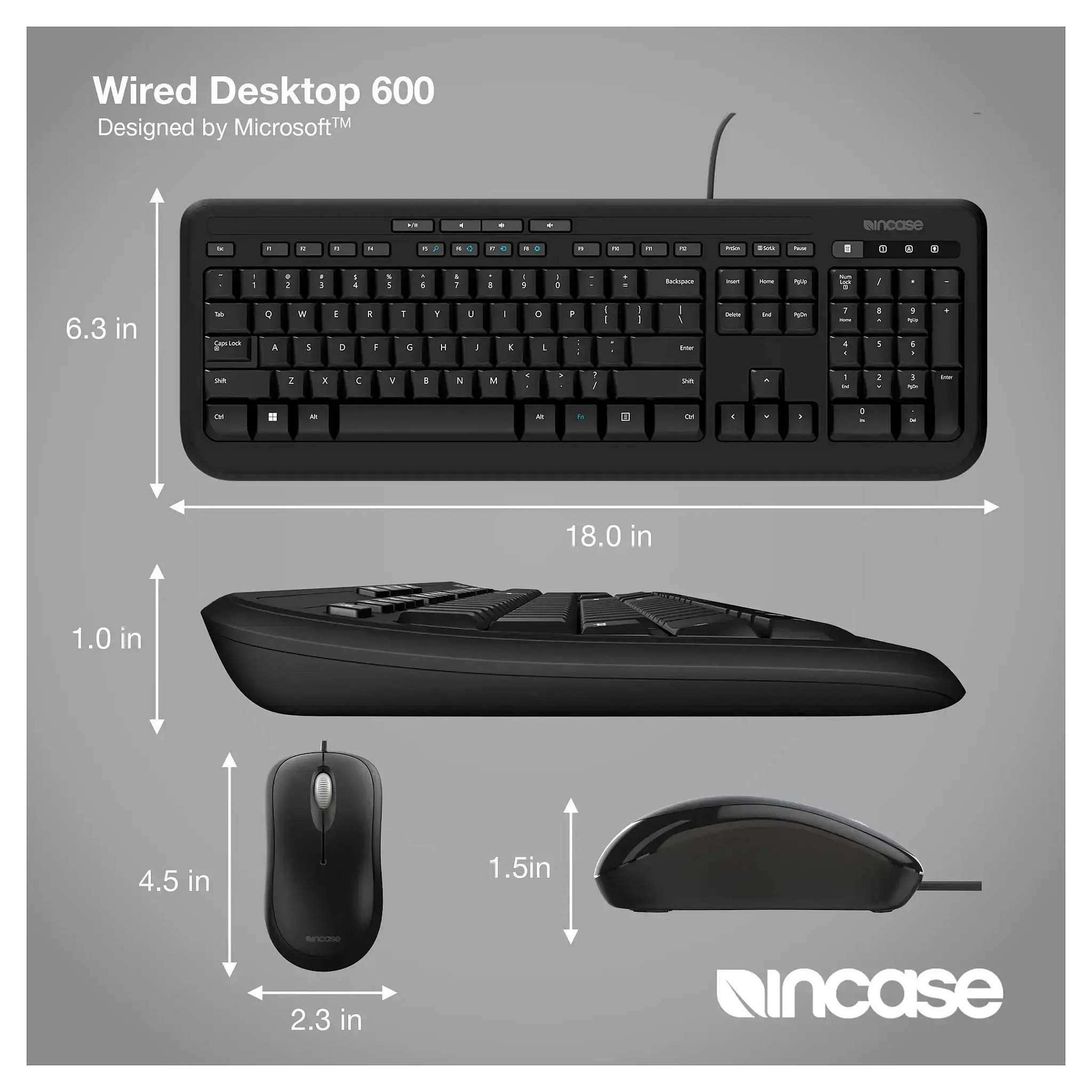 Combo (Tastierë & Maus) Incase DESKTOP 600 / Wired / QWERTY / UK English - Zezë - 4