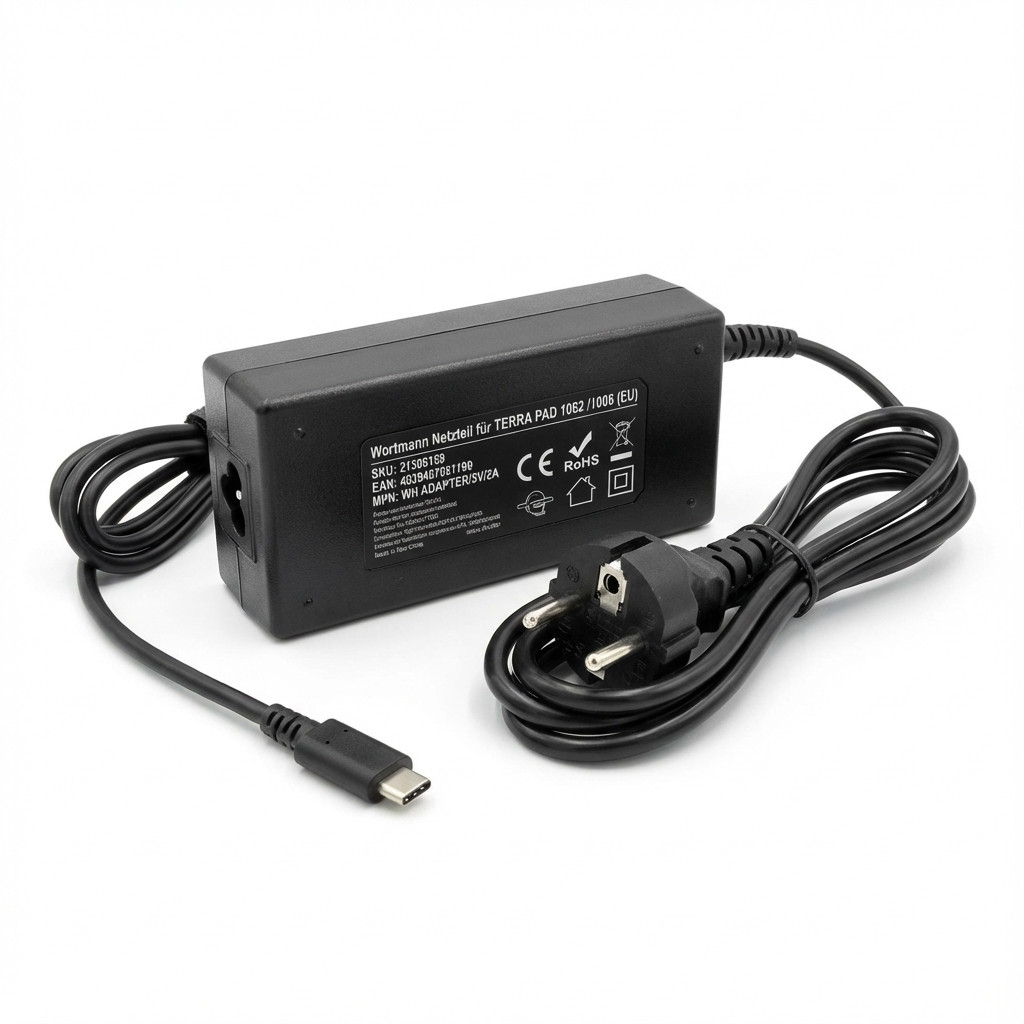 Adapter për Tablet Terra Wortmann PAD 1062 / PAD 1006 / USB-C / 10W / 5V 2A - Zezë