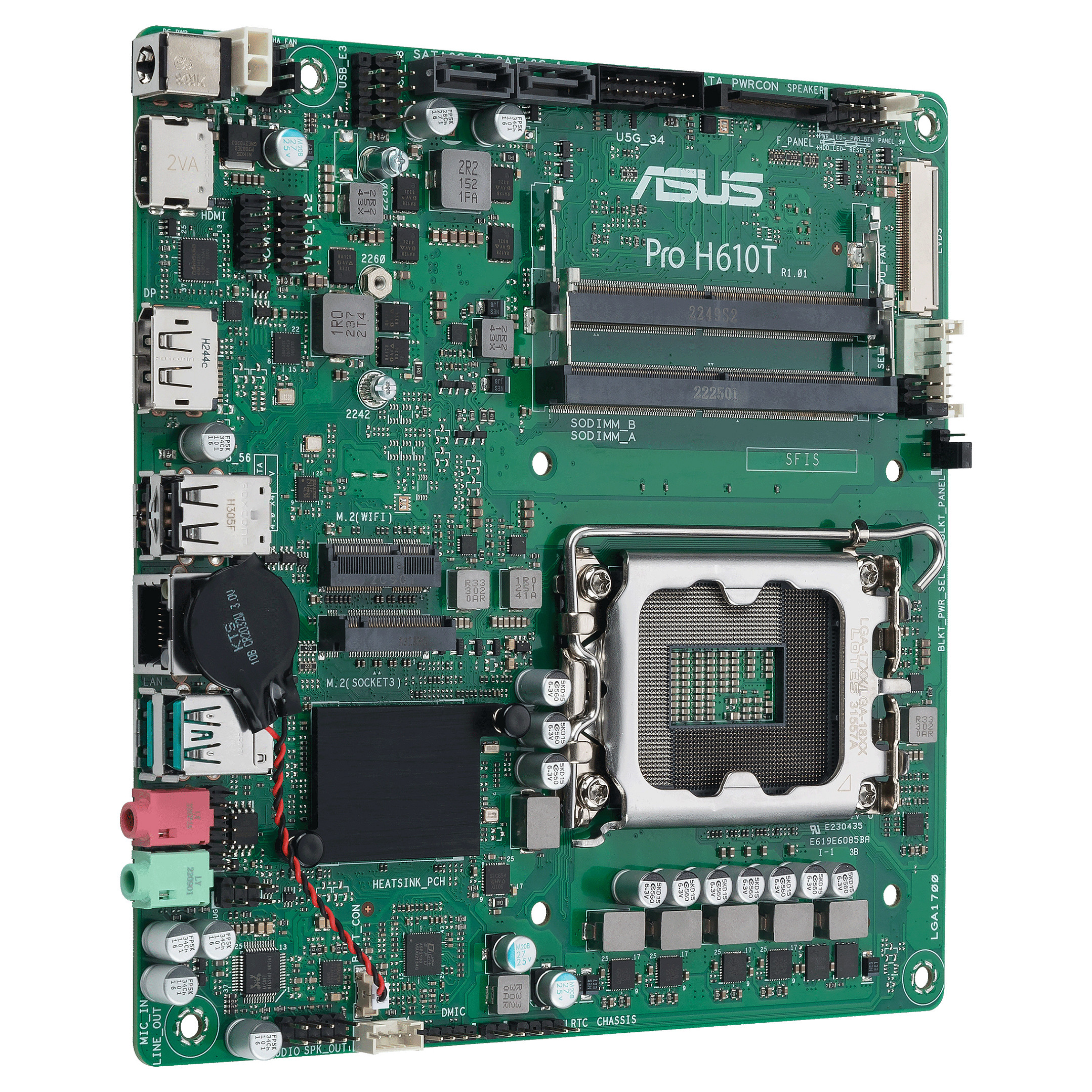 Pllakë Amë ASUS PRO H610T-CSM / Intel LGA1700 / H610 / DDR5 SO-DIMM / Thin Mini ITX / Gigabit LAN - 3