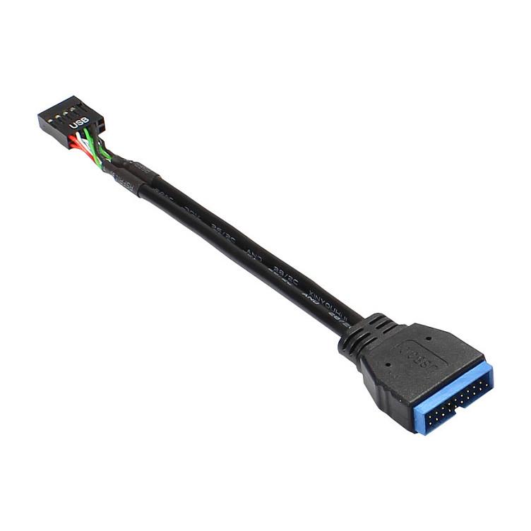 Adapter Alcasa 5021-PST1, USB 3.0 19-pin Mashkull në USB 2.0 9-pin Femër, 15cm - Zezë