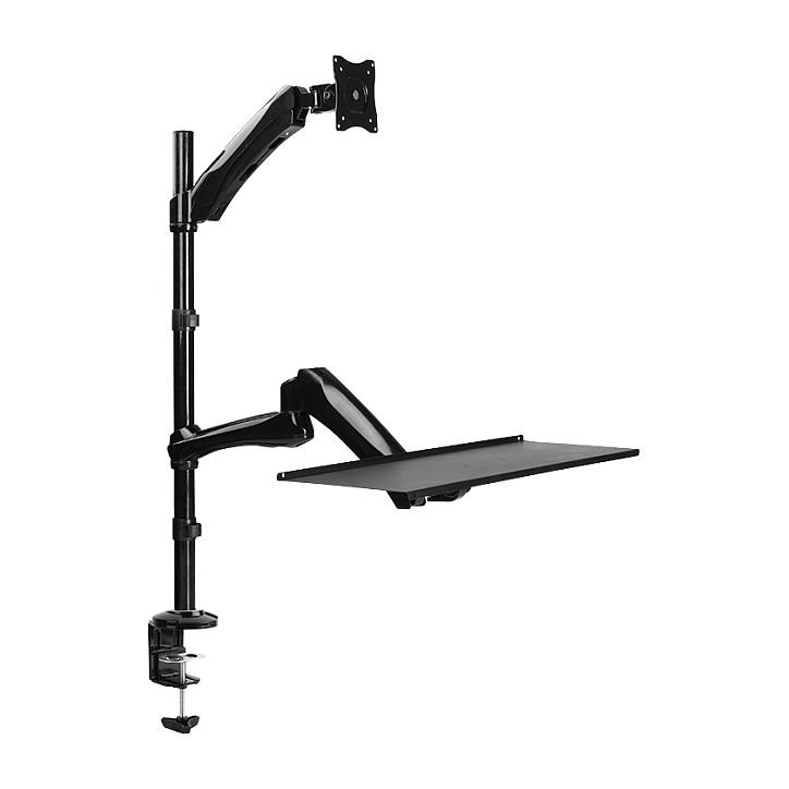 Mbajtëse për Monitor LogiLink BP0030, 13–27", Rregullim i Lartësisë, Mbajtëse për Tastierë, VESA 75 × 75 / 100 × 100 mm, Kapacitet 9 kg – Zezë