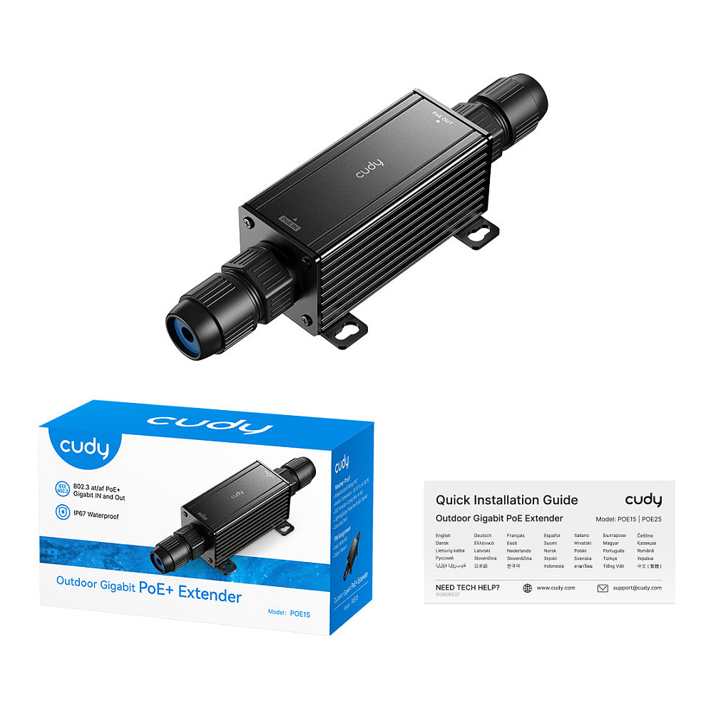 Cudy POE15 Outdoor Gigabit PoE+ Extender IP67 Waterproof 100m për Kamera IP dhe Access Point - 2