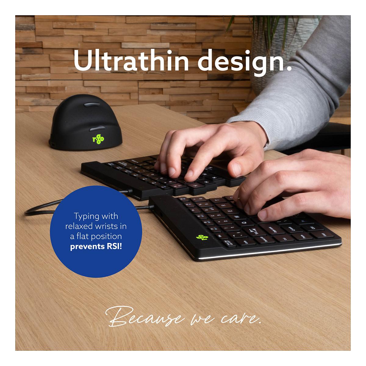 Tastierë pa kabllo R-Go Tools R-Go Split Break / QWERTZ (DE) / Mini / Ergonomike / Scissor / Bluetooth 5.0 / 2.4 GHz / 2 Pjesë – Zezë - 12