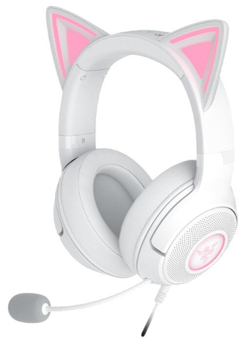 Kufje Gaming Razer Kraken Kitty V2 / RZ04-04730600-R3M1 / Me Kabllo / USB Type-A / TriForce 40mm / Chroma RGB / 7.1 Surround Sound - Bardhë