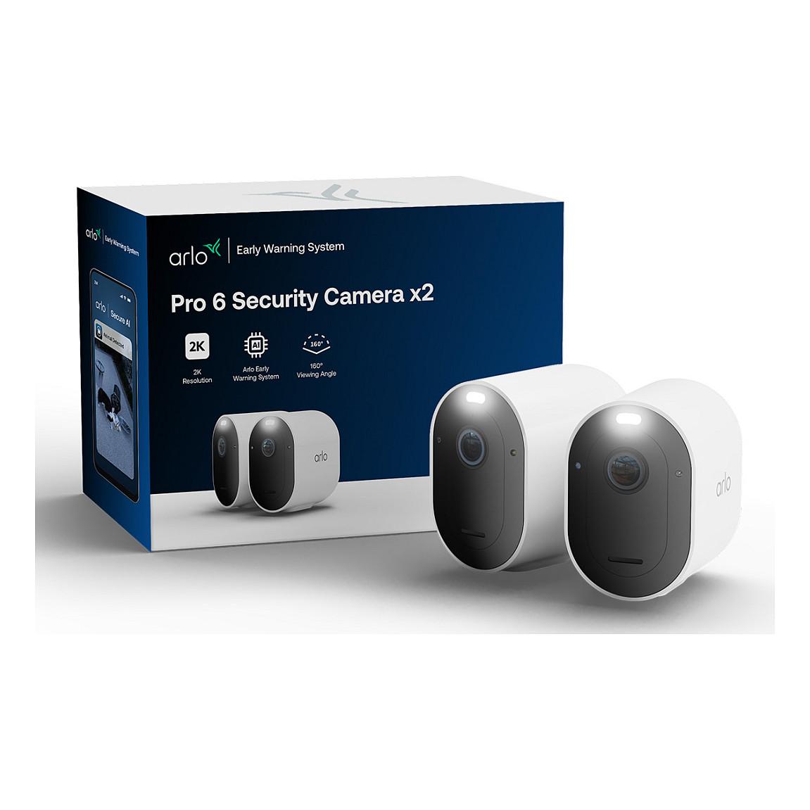 Kamerë Sigurie IP CCTV Arlo Pro 6 2K+, VMC4270P-100EUS, 4MP, 160°, Dual-Band Wi-Fi, Color Night Vision, 2-Way Audio, 2er Set - Bardhë - 1