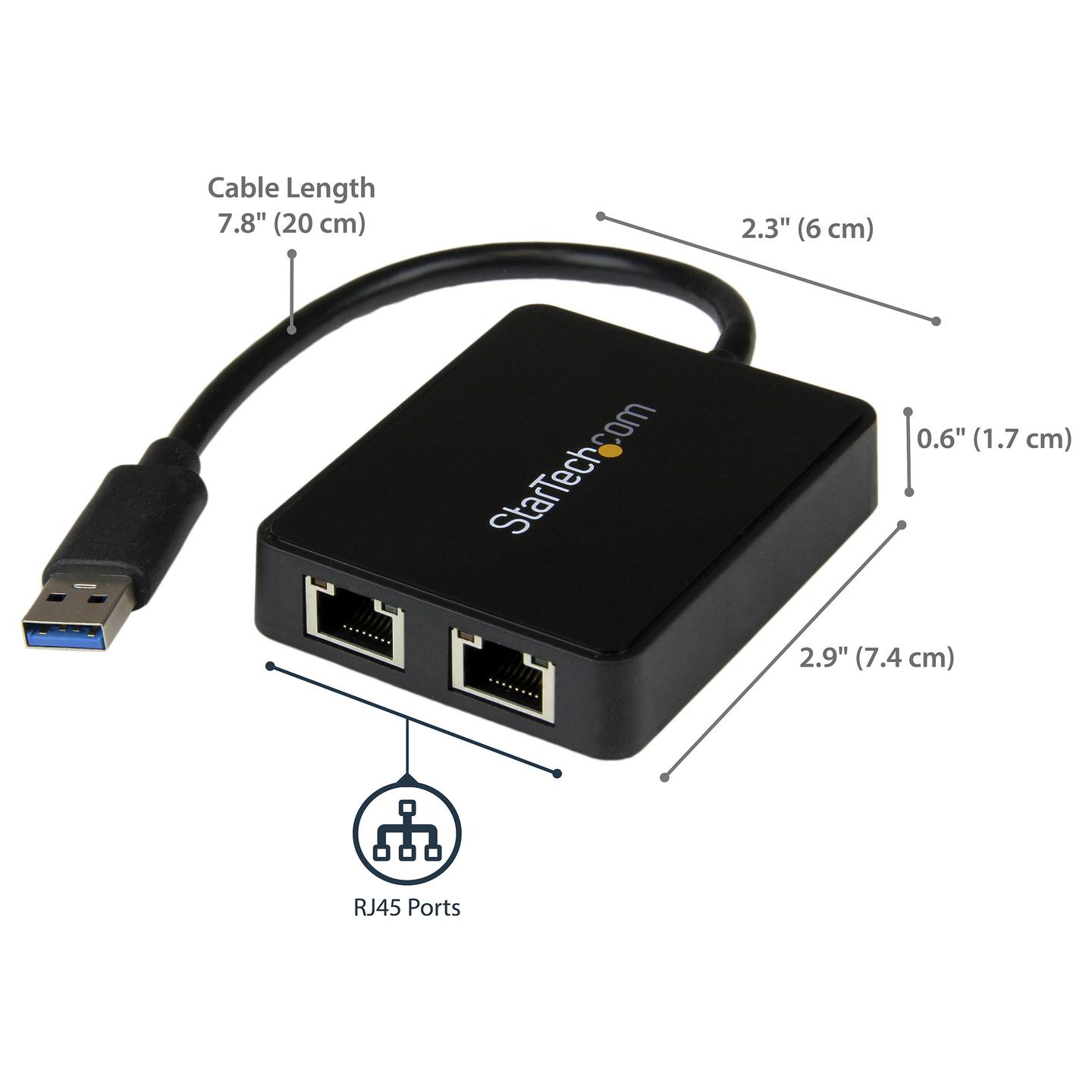 Adapter Rrjeti USB StarTech.com USB32000SPT, USB-A 3.0, 2x Gigabit LAN RJ45, 10/100/1000Mbps, 1x USB-A 3.0 Pass-Through, ASIX AX88179A + VIA VL817 - Zezë - 8