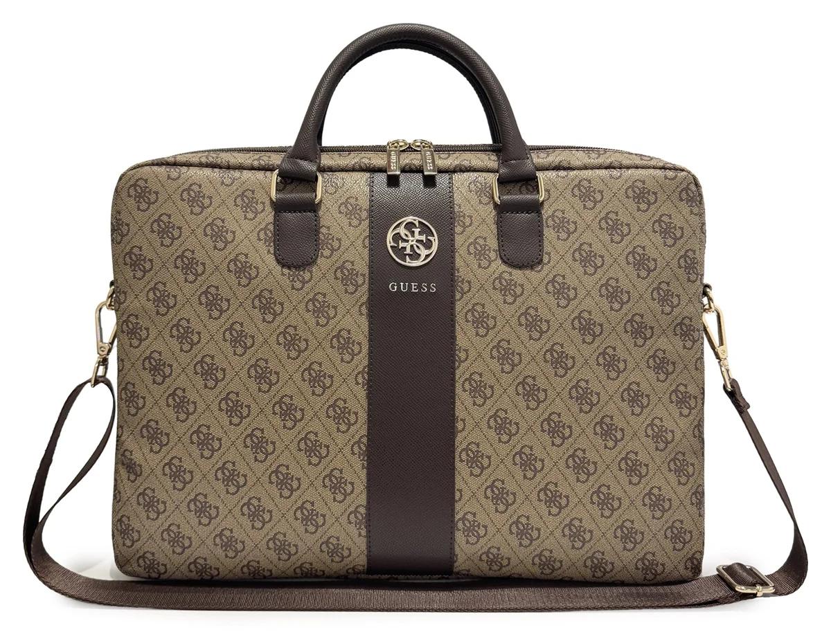 Çantë për Laptop GUESS PU 4G Stripe Metal Logo, 14" - Kafe