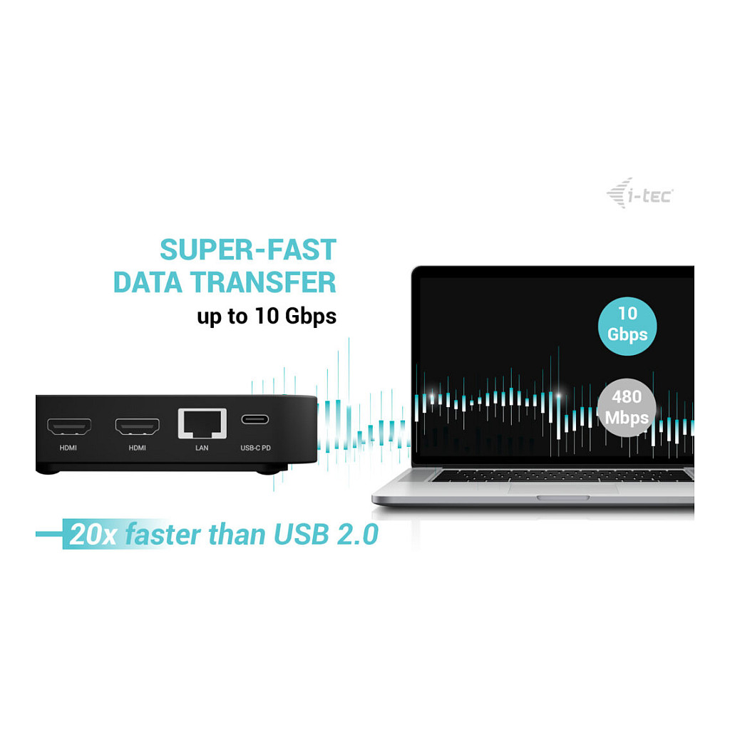 Docking Station I‑TEC USB‑C Dual HDMI  2x HDMI + 1x GLAN + 2x USB‑A 3.2 + 2x USB 2.0 + 1x USB‑C Gen2 + 1x USB‑C – Zezë - 10
