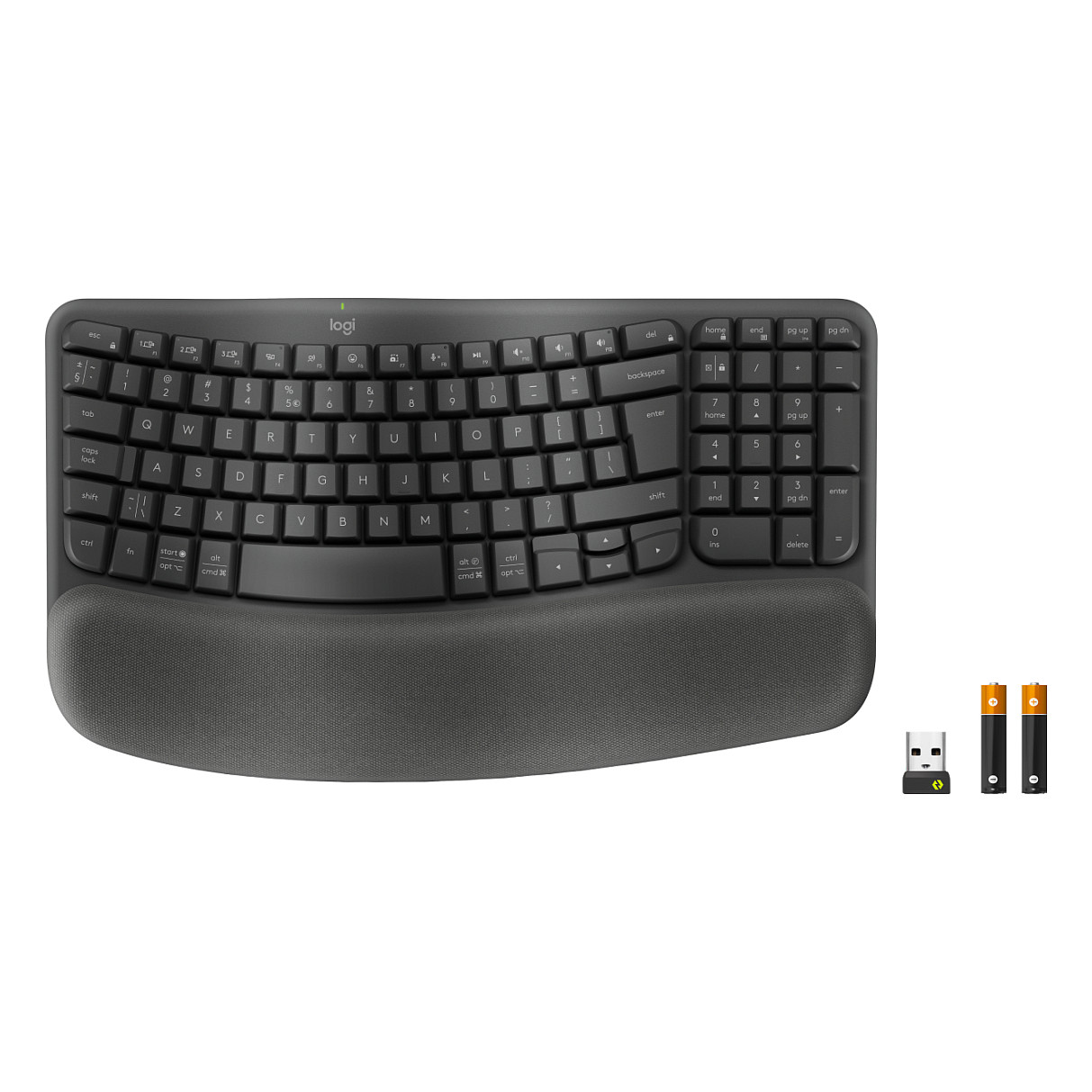 Tastierë Pa kabllo Logitech ERGO Wave Keys / Full-Size / Ergonomike / Membrane / Bluetooth + 2.4 GHz / QWERTY US - Zezë