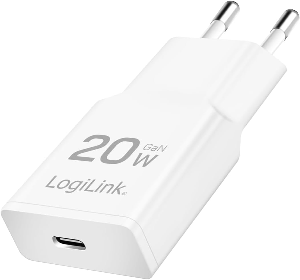 Adapter LogiLink PA0345 / 20W / GaN / 1x USB-C PD / Slim – Bardhë