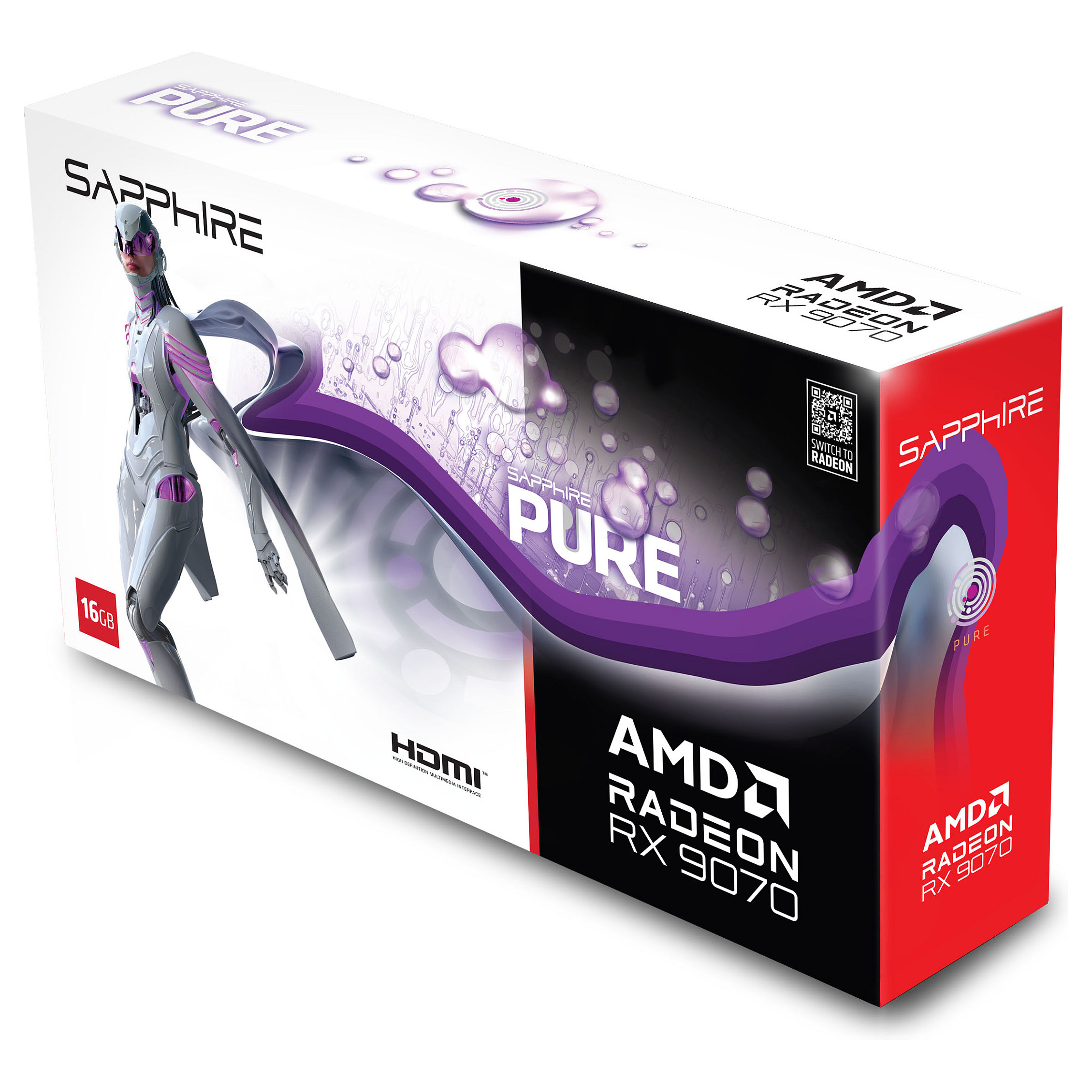 Kartelë grafike RX 9070 16GB Sapphire Pure Radeon OC GDDR6 3 Fan, e bardhë - 6