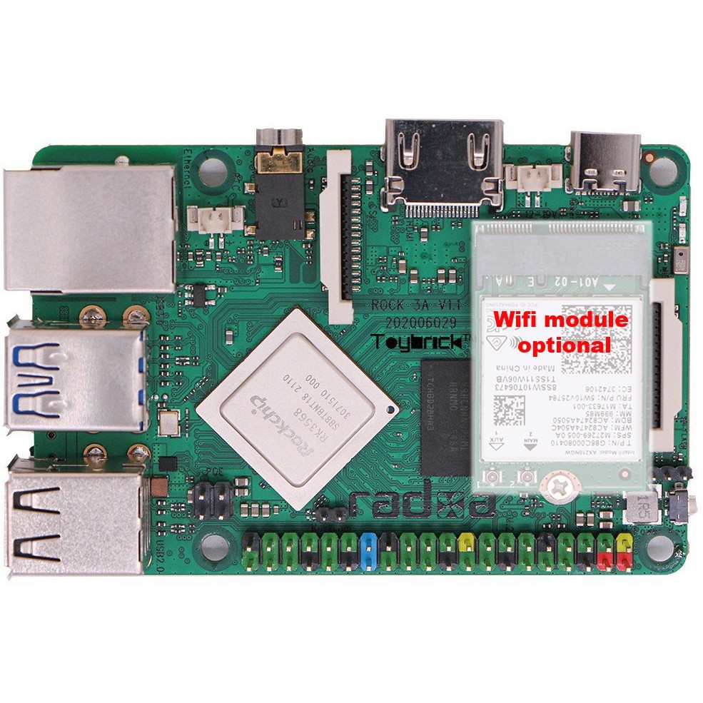 ALLNET Radxa ROCK 3A RK3568 Single Board Computer – 2GB RAM Cortex-A55 2GHz Mali-G52 4K HDMI IoT SBC - 2