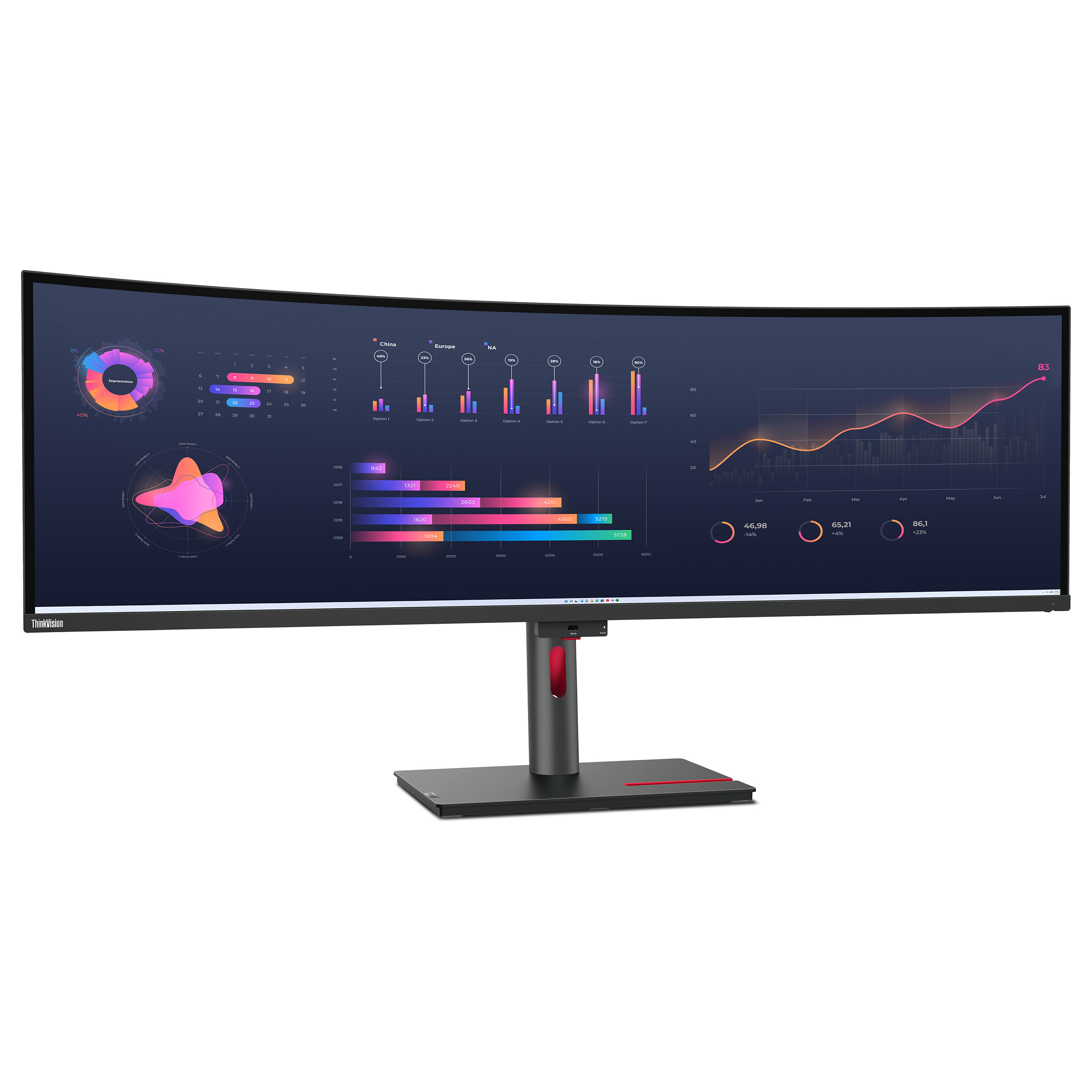 Monitor i lakuar Lenovo ThinkVision P49w-30 / 49" Dual Quad HD 60 Hz 6 ms IPS Curved / HDMI DP USB-C / e zezë - 5