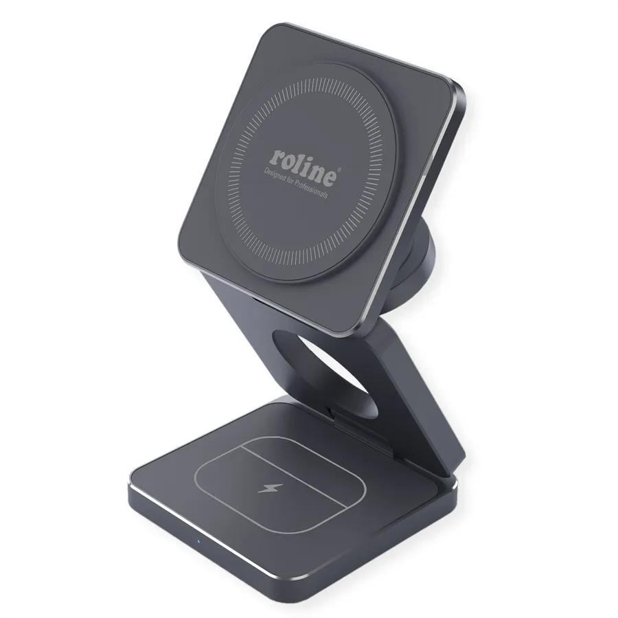 Karikues ROLINE 19.11.1008 / 15W / 3-in-1 / Qi Wireless Charging / Foldable / Samsung - Gri - 1
