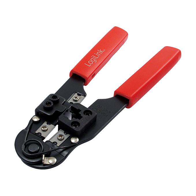 Pincë Krimpuese LogiLink WZ0004, RJ45 8P8C, CAT5, CAT6, CAT6A, me Prerës dhe Zhveshës Kabllosh - Zezë/Kuqe