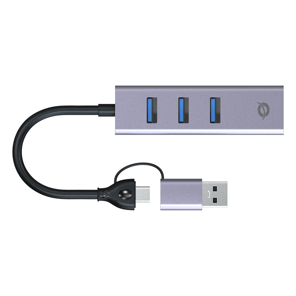 Hub Conceptronic ABBY25G, 3x USB-A, Gigabit Ethernet, USB 3.2 Gen 1, 5Gbps - Gri - 3