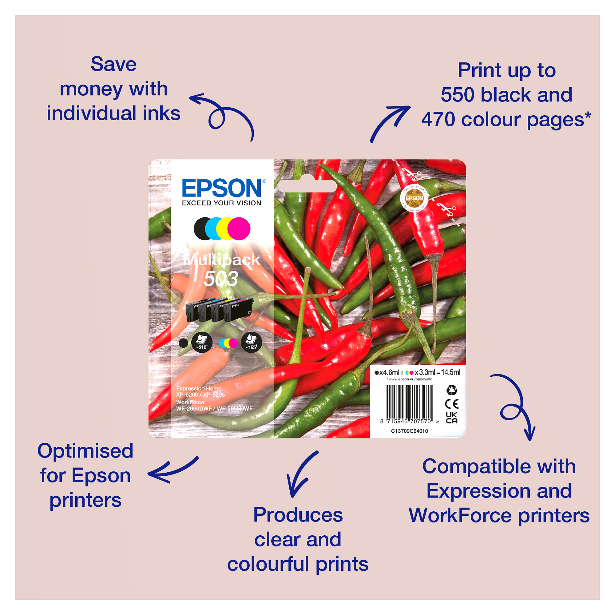 INK Epson Original Cartridge Multipack 503XL / 4-Pack – BK/C/M/Y (Zezë / Blu / Rozë / Verdhë ) - 6
