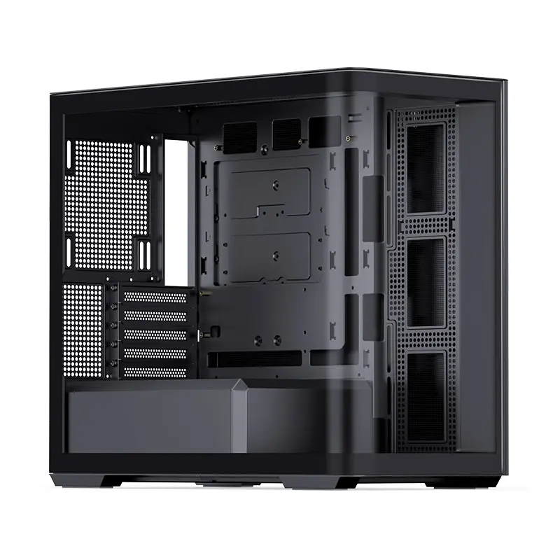 Kasë PC Jonsbo D300 / Midi Tower / Micro-ATX / Tempered Glass - Zezë - 1