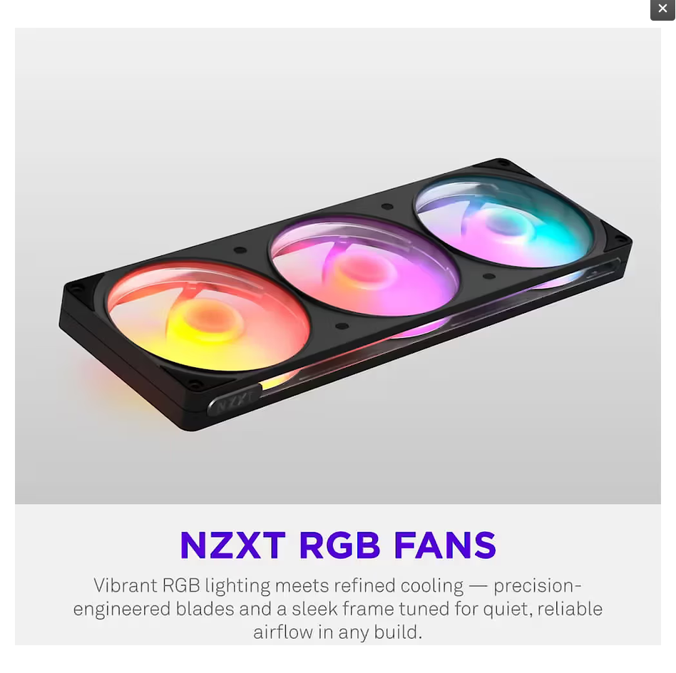 Ftohës për Kasë NZXT F360 / 360mm / 500-2400 RPM / ARGB / PWM – Zezë - 2