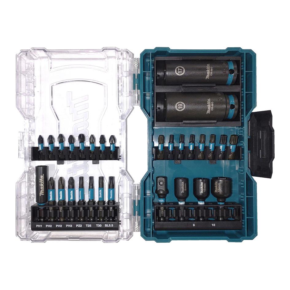 Set Morsash dhe Maja për Vidator Makita E-22903 Impact Black, 30 Pjesë, 1/4", Kuti Plastike - Zezë