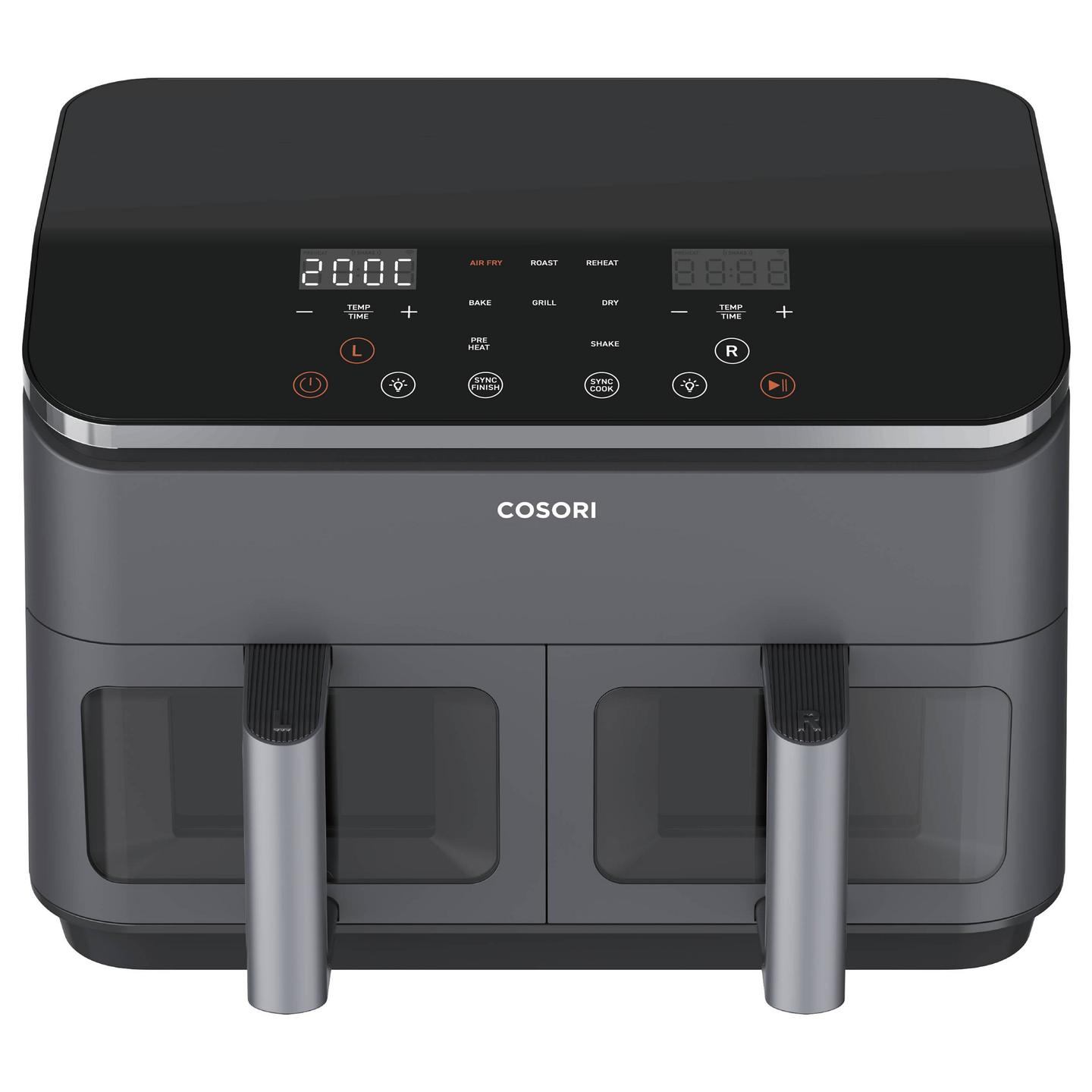 Fryer Cosori Dual Basket Chef Edition / CAF-R901-AEU / 8.5L / 1750W / 2 Koshë / 8 Programe / 35–230°C / LCD Touch / Sync Cook / Sync Finish – Zezë - 3