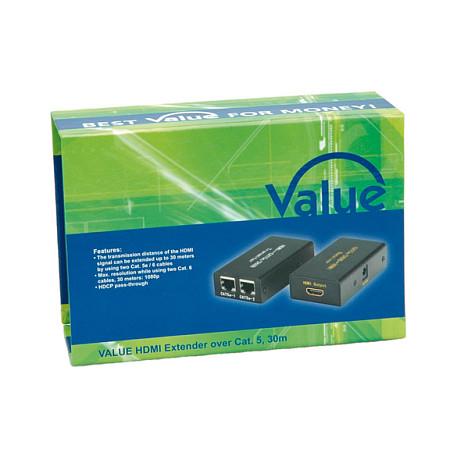 Extender HDMI VALUE 14.99.3460, HDMI 1.3, Cat5e, deri në 25 m - 2