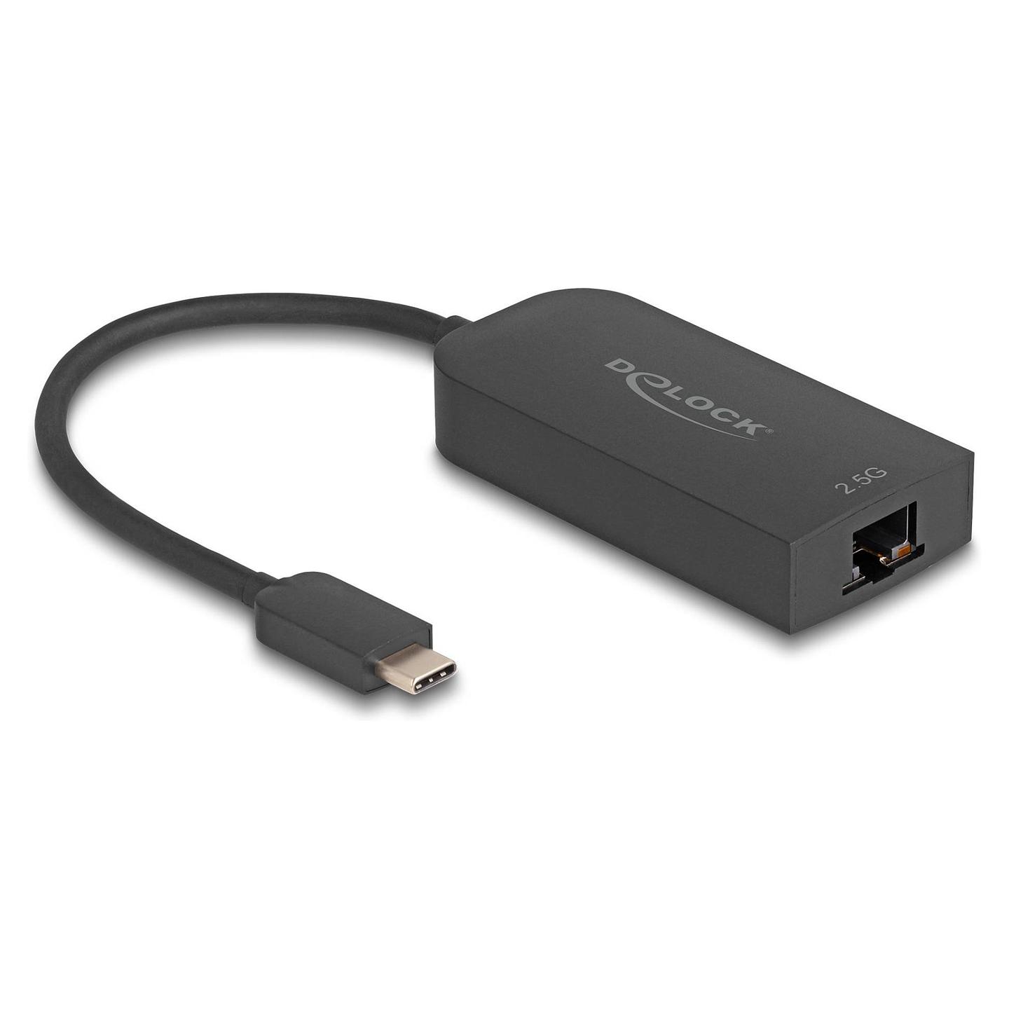 Adapter Rrjeti USB DeLOCK 66046 / USB Type-C / 2.5 Gigabit LAN / RJ45 / ASIX AX88279 / 15 cm - Zezë