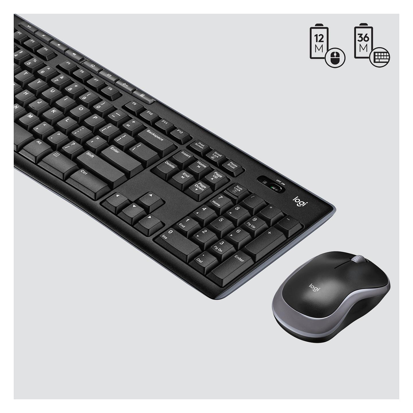 Combo (Tastierë & Maus) Logitech Wireless Combo MK270 / 920-004508 / Wireless 2.4GHz / QWERTY / Full-Size / Shortcut Keys – Zezë/Argjend - 5