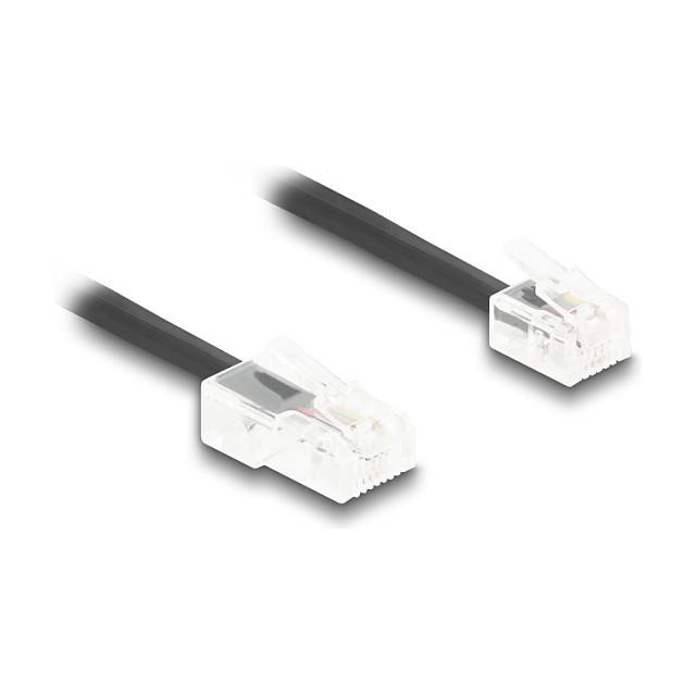 Kabllo për Rrjet DeLOCK 88479, RJ11 mashkull në RJ45 mashkull, telefonike, spirale, 2 m - Zezë 