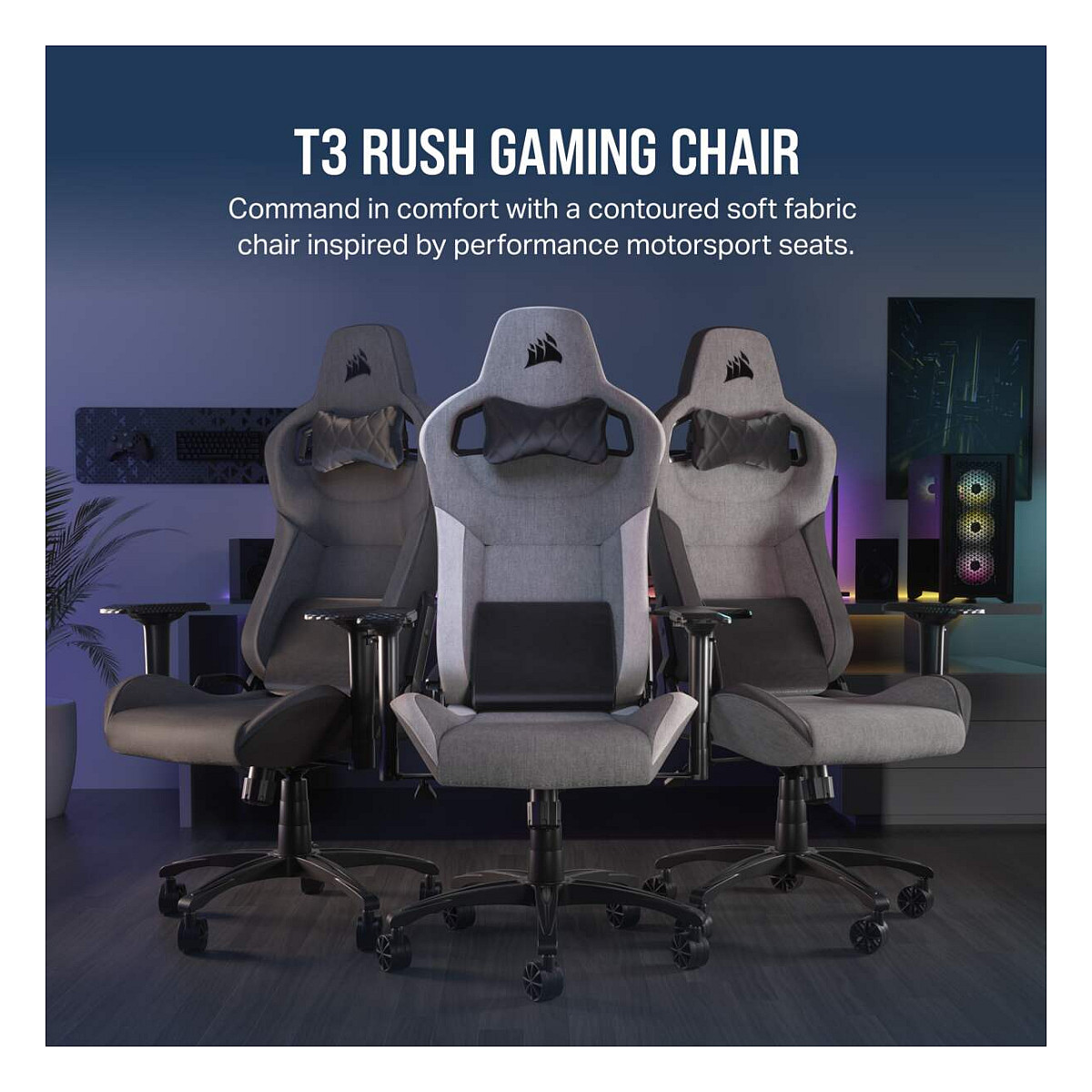 Karrige Gaming Corsair T3 RUSH - Gri/Zezë - 2