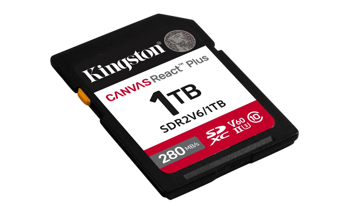 Kartë Memorie SD Kingston Canvas React Plus V60 , 1TB , SDXC , UHS-II , U3 , V60 , 280MB/s Lexim , 150MB/s Shkrim - Zezë